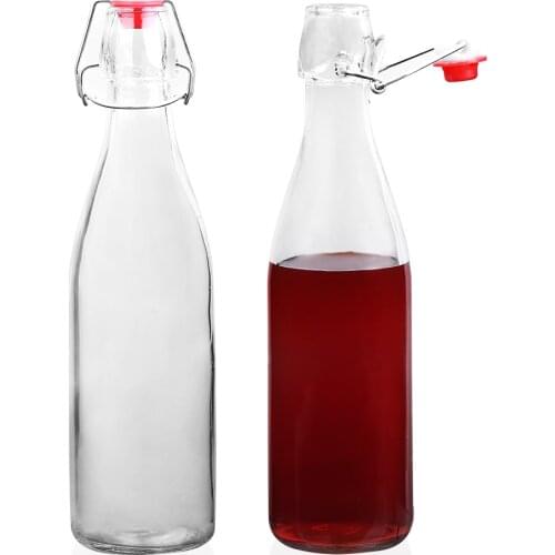 1Pcs 500ml Lead-Free Glass Bottle Disposable Beverage Juice Bottle Metal Buckle Bottle Wine Bottle Glass Jar Free Shipping