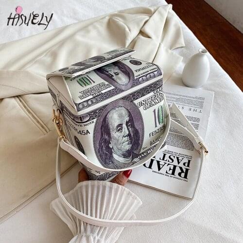 New Fashion Dollar Pattern Crossbody Bag for Women 2021 Chain Shoulder Bag Purses and Handbags Pu Leather Female Money Bag Bolsa