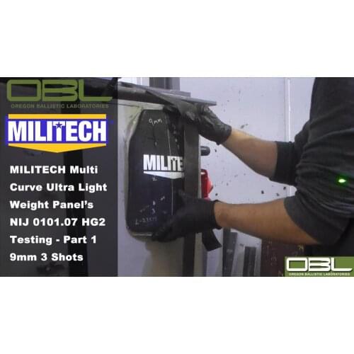 Test Video--MILITECH HG2 NIJ 0101.07 & NIJ IIIA 0101.06 Multi Curve Hard Armor Testing - Part 1 9mm