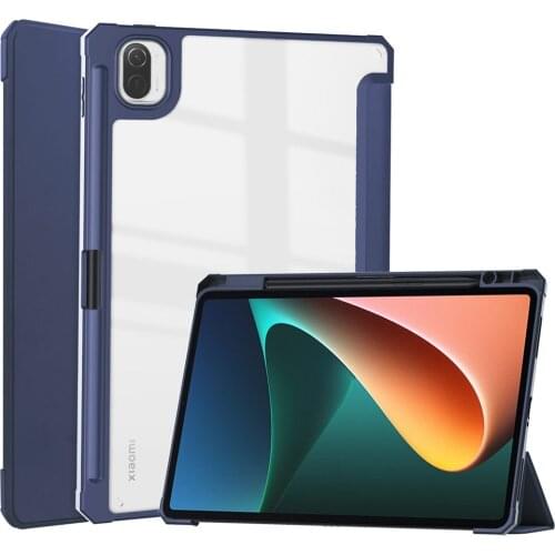 Acrylic Leather Smart Case For Xiaomi Mi Pad 5/5 Pro/5 Pro 5G Folding Stand Flip Cover For MiPad 5 Auto Sleep Wake Clear Fundas