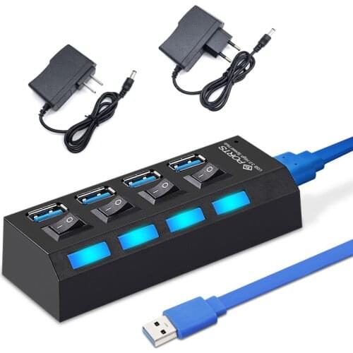 USB Hub 3.0 USB Adapter Multi USB 2.0 Hub 4 Port Hab Splitters With Power Adapter For PC Computer Accessories