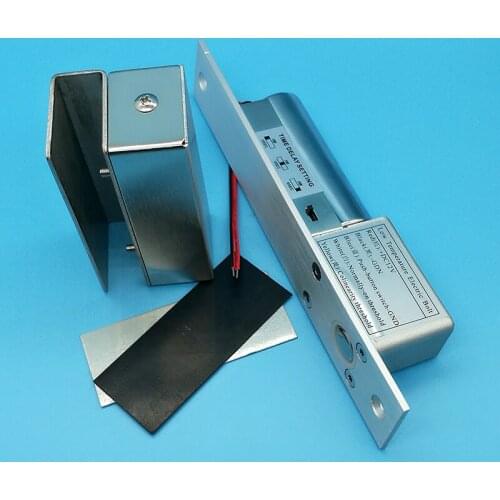 10pcs Low temperature Timer Electric Bolt Lock + Stainless Steel Clip Electric Mortise Lock for Glass Door Access Control