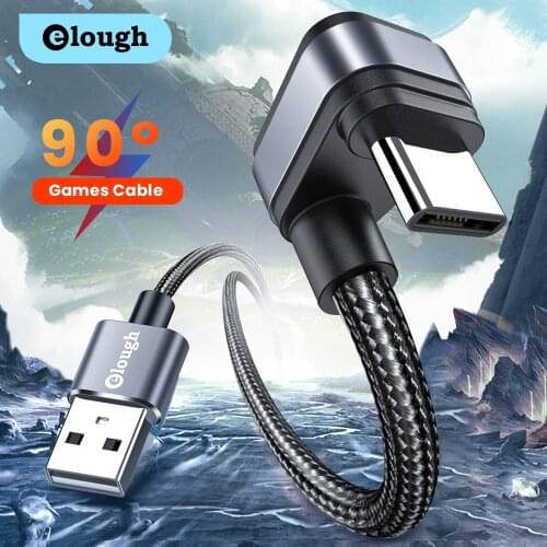 Elough Charging Cable Type C USB C Charger Cord Mobile Phone Data Cable For Xiaomi mi8 Redmi Huawei 2.4A Fast Charge 180 Degree