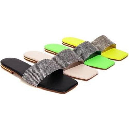 BLXQPYT 2021 New Arrival Summer Women Flat Slippers Outside Slippers Candy-colored Slides Casuals Beach Slippers Size 34-43 M-33