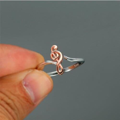 Cute Female Small Music Symbol Ring 925 Sterling Silver Rose Gold Engagement Ring Vintage Minimalist Wedding Rings For Women