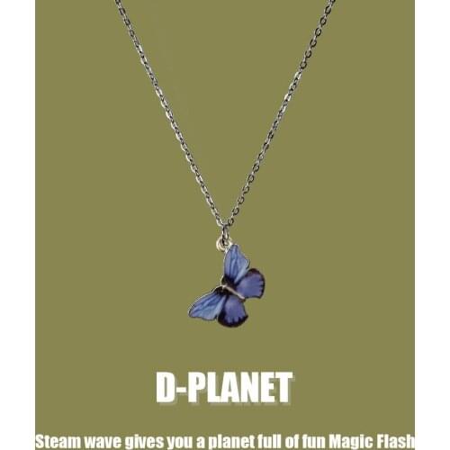 2021 New Korea Fashion Alloy Butterfly Necklace Pendant for Woman Colorful Butterfly Necklace Gift Pendulum Jewelry Wholesale