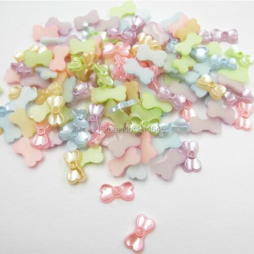1000pcs/lot 8x14mm Mix Color Bowknot Shape Imitation Pearl Flatback Beads for Scrapbook DIY Decoration