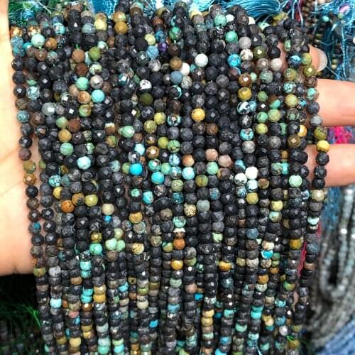 2/3/4mm Natural Faceted African Turquoises Stone Beads Loose Spacer Beads For Jewelry Making Diy Accessories Bracelet Necklace