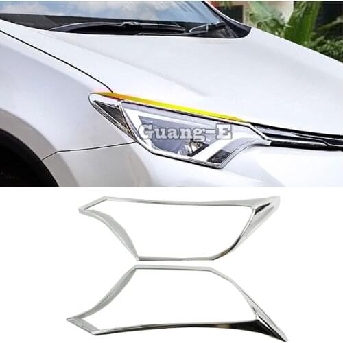 Top Sale For Toyota RAV4 2016 2017 2018 Car Styling Body Front Head Light Lamp Detector Frame Stick ABS Chrome Cover Trim 2pcs
