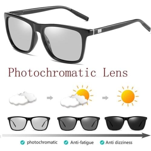 2020 Photochromic Polarized Sunglasses Mens Sunglasses for Drivers Safety Male Retro Square Driving Fishing Transition Glasses