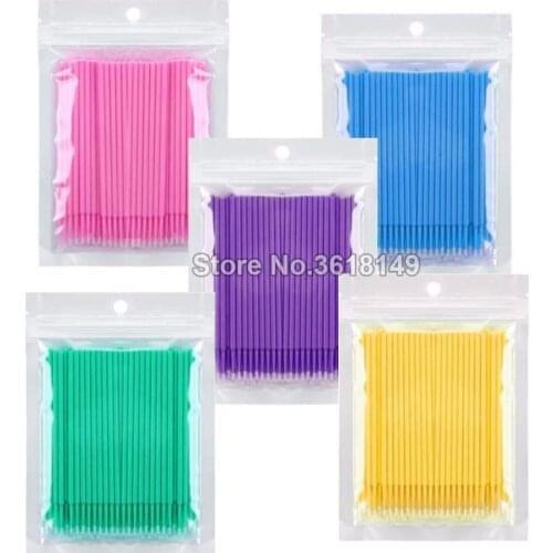 500cs Disposable MicrBrush Makeup Brushes Micro Masacra Brush Eyelash Extension Cotton Swab Lash Removing Tool Applicators