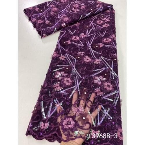 XIYA African Lace Fabric 5 Yards 2021 Nigerian Party Asoebi Dress Sewing Material Sequin Embroidery French Net Lace 3968B