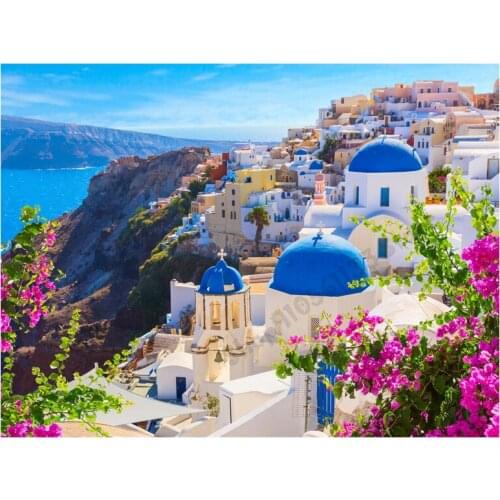 Full SquareRound drill diamond Painting Santorini spring 5D DIY diamond embroidery mosaic Decoration painting GG1459