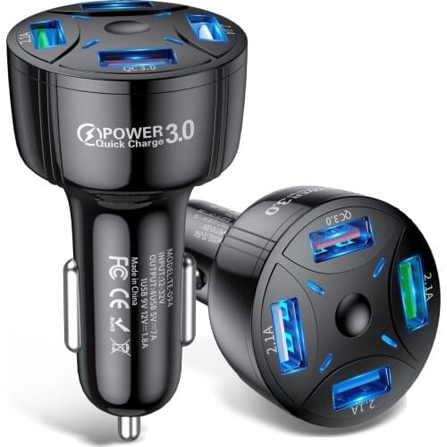 Car Charger USB Charger 4 Ports Fast Charger Quick Charge QC 3.0 4.0 Mobile Phone Charger for Samsung Xiaomi iPhone USB Adapter