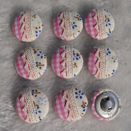 Free shipping 100pcs/lot 20mm 2cm lace diy made by hand fabric cover button cloth covered buttons component with shank E276