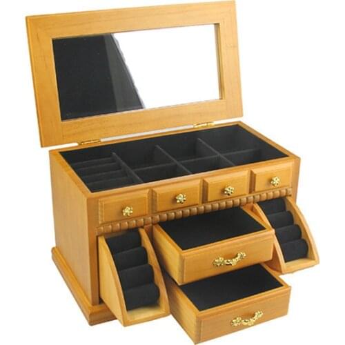 Large Wooden Jewelry Box Organizer Wood Earring Rings Necklace Storage Display Case Gift Jewellery Casket