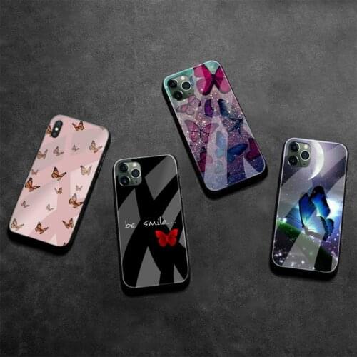 Be Smile Butterfly Art Phone Case Tempered Glass For iPhone 12 Pro Max Mini 11 Pro XR XS MAX 8 X 7 6S 6 Plus SE 2020 cover