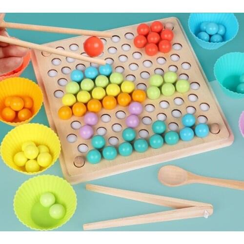 Wooden Montessori Kids Toys Hands Brain Training Clip Beads Puzzle Board Math Game Baby Early Educational Toy for Children