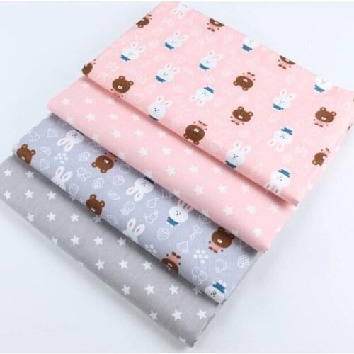 Rabbit Bears Cartoon Animals Printed Cotton Fabric for Patchwork DIY baby garment Sleeping Bag Kids Quilt Bedding set sheet