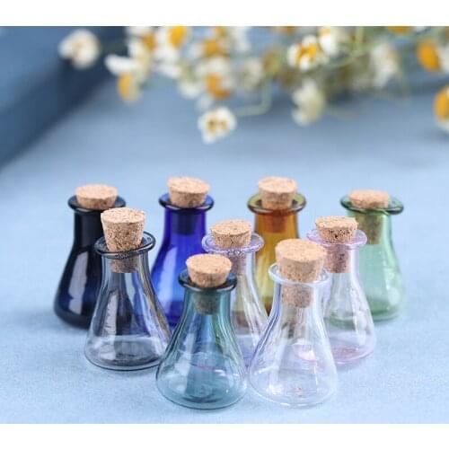 2Pcs Mini Glass Color Bottle Wishing Bottle Tiny Jars Vials Mini Storage Bottle Doll House Decoration Accessories