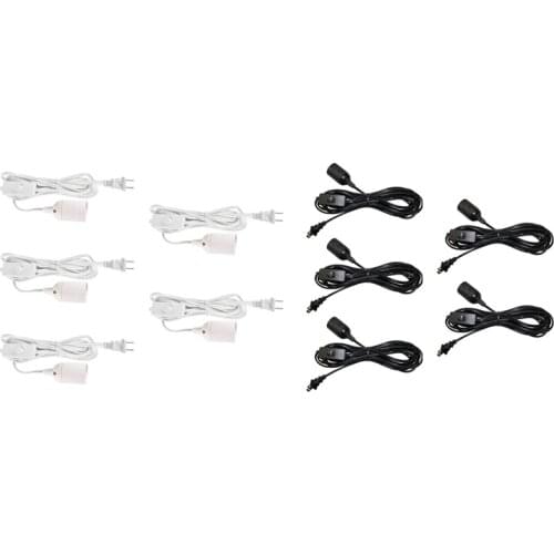 5-Pack Pendant Lamp Cord Set 15Ft Extension Hanging Light Cord Light Bulb Socket with Switch, UL Listed US Plug