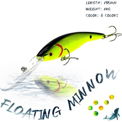 KoKossi 1PCS 135MM/14G Minnow Fishing Lure Floating Crankbait Artificial Hard Baits Wobblers Pike Pesca Fishing Accessories Tool