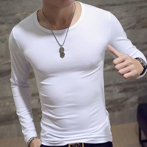 Long Sleeve Tops and Tees for Male 2020 New Spring Autumn Clothing Mens Slim Shirt O-Neck Casual T Shirt