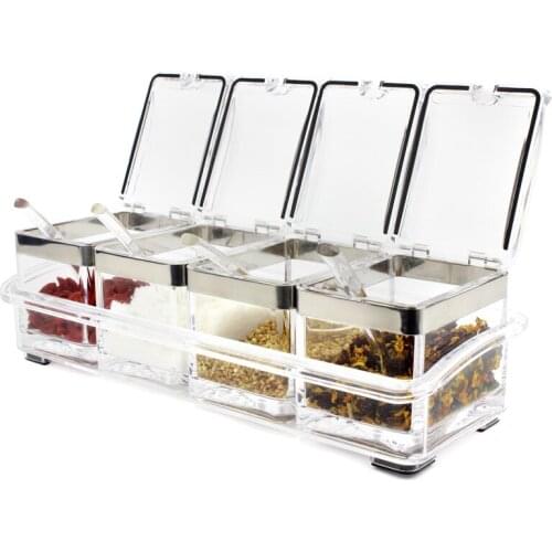 Fashion design acrylic seasoning box spice jar set creative cruet sauce pot kitchenware supplies