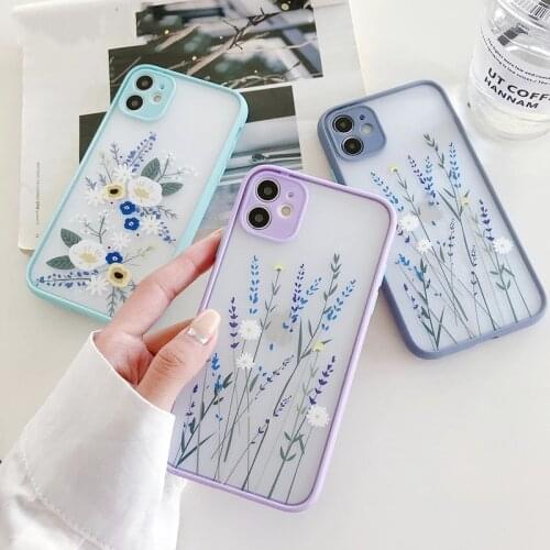 Fashion Vintage Flowers Phone Case For iPhone 11 12 Pro SE 2020 X XR XS Max 8 7 Plus Luxury Camera Protect Hard PC Back Cover