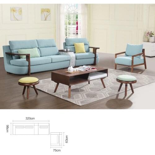 1801B60 Modern living room solid wood Europe style sectional fabric soft comfortable sofa set