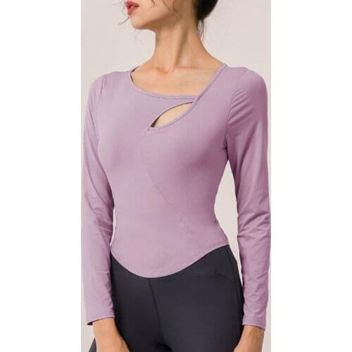 New Long Sleeves Yoga Shirts With Pad Sexy Hollow Tight Slim Gym Clothes Running Sportswear Workout Activewear Sports T-Shirts