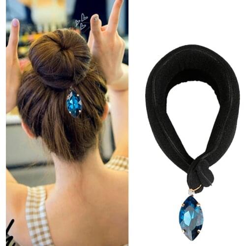 New Hot Fashion Elegant Diamond Pendant Magic Shaper French Sponge Donut Styling Tool Hair Accessories