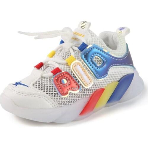Rainbow Girls' Shoes 2021 Summer New Mesh Breathable Childrens Sports Shoes Sneakers Running Shoes Hot Breathable All Match