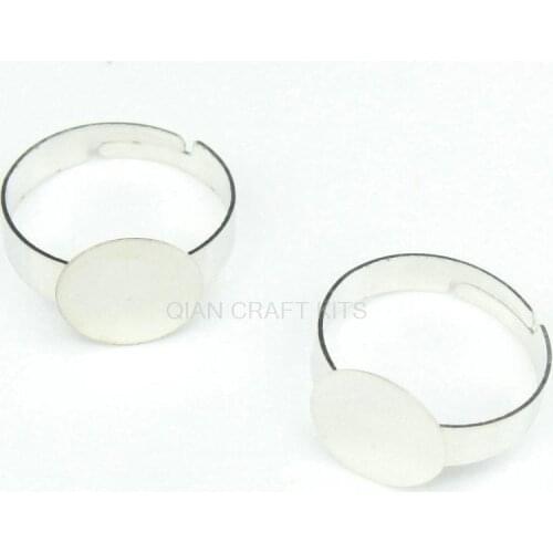 Bulk lot 250pcs Silver Ring Blank modern band, adjustable rings pad 12mm adjustable Ring Blanks Nickel Free