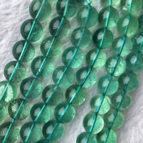 Genuine Natural AAA High Quality Clear Blue Green Fluorite Semi-precious stones Round Beads 15" 05860