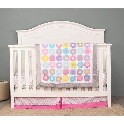 Baby Girl Bedding 100% Cotton Nursery Crib Bedding Sets | Baby Blanket, Crib Sheet and Crib Skirt 3 Pieces