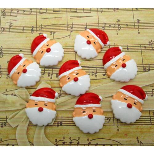 10Pc Resin Christmas Santa Claus Decoration Crafts Kawaii Bead Flatback Cabochon Fridge Magnet Scrapbook DIY Accessories Buttons