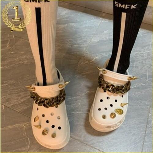 Gold Silver Alloy Rivets CROC Charms Designer Cool Fashion Shoe Decoration Charm for Croc JIBS Clogs Kids Boys Women Girls Gifts