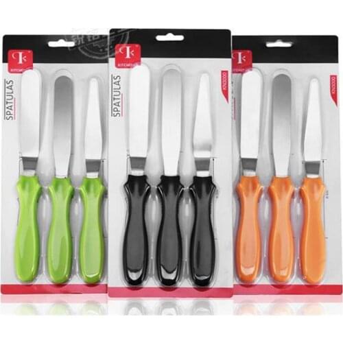 Spatula 3pcs/set Blade Angled Espatula Cake Icing Spatula Smooth Filling Tool Cutter Set Wedding Valentine Baking Pastry Tool