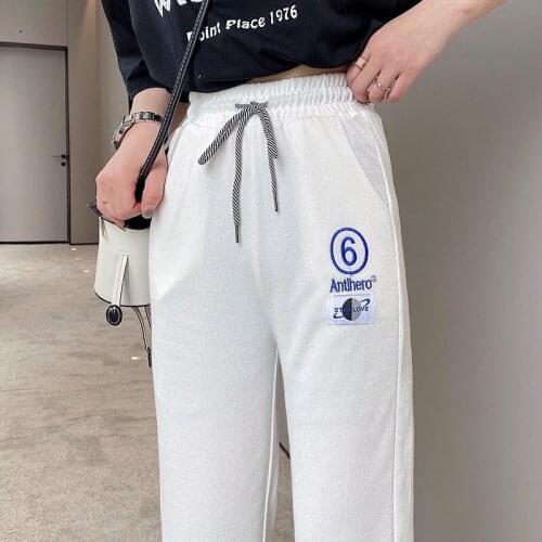 No.6 sweatpants for women are joker, high waist, slim, knitted, bundled, casual, loose and embroidered, students sweater pants