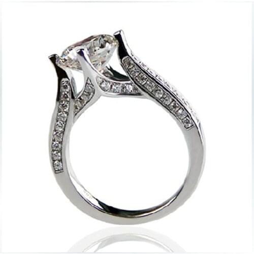 Test Positive 2Ct 8mm D-Color Moissanite Diamond Ring Brilliant Platinum 950 Ring Engagement Ring for Women