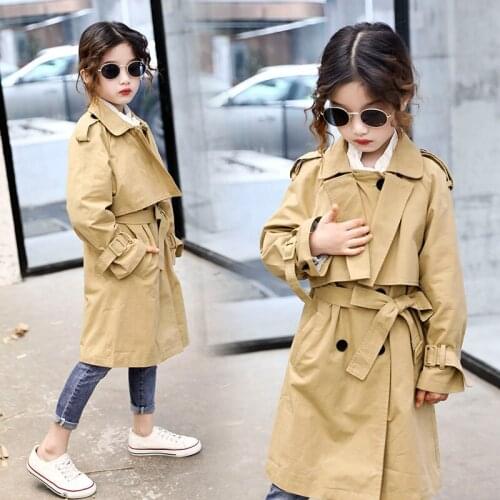 Baby Girls Trench Coats Double Breasted Jacket For Girls Clothing Solid Tops Kids Windbreaker 2021 Spring Autumn Teens Outerwear