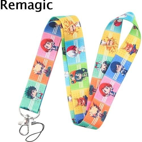 20pcs My Hero Academia Neck keychain necklace webbings ribbons Anime Cartoon Neck Strap Lanyard ID badge holder Keychain Lanyard