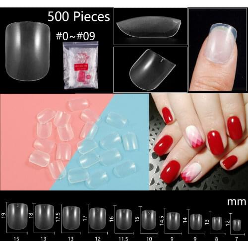 500pcs/pack Short full cover Fake Nails Tips Squared Oval nail tips natural/white/transparent false french nail art salon tips