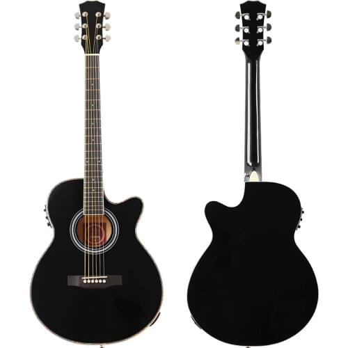 Thin body acoustic-electric guitar beginner guitar with free gig bag free string black natural sunburst white color