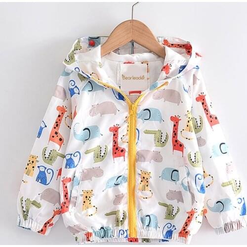 Kids Boys Girls Spring Hooded Jackets 2021 New Fashion Casual Autumn Fall Coats Cartoon Animal Print Clothing Cute Outerwear