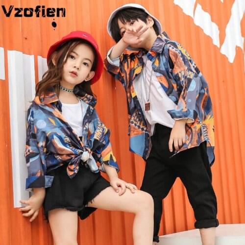 Kids Hip Hop Dance Clothing Outfit Children Street Dance Long Sleeve Jazz Dance Costume Ballroom Dancing Clothes Wear