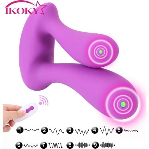 IKOKY 9 Speed G Spot Wireless Vibrator Double Head Stimulator Sex Toy For Woman USB Rechargeable Anal Massager