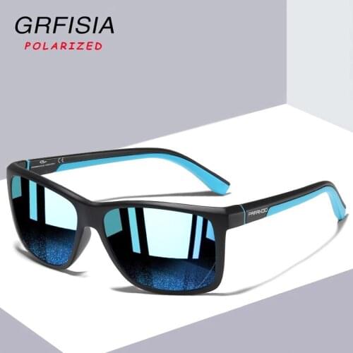 GRFISIA Square Fashion Polarized Sunglasses Men Super Light PC Eyeglasses Frame Sun Glasses Sports Style Design UV Goggles A73