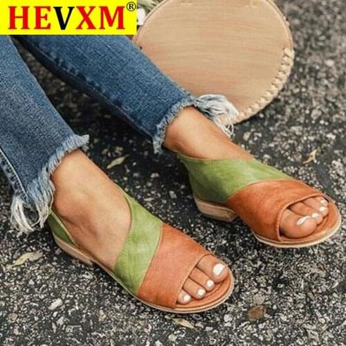 HEVXM 2020 New Women Flat Sandals Female Fashion Gladiator Shoes Summer Comfortable Sandals Ladies Slip-on Party Office Shoes